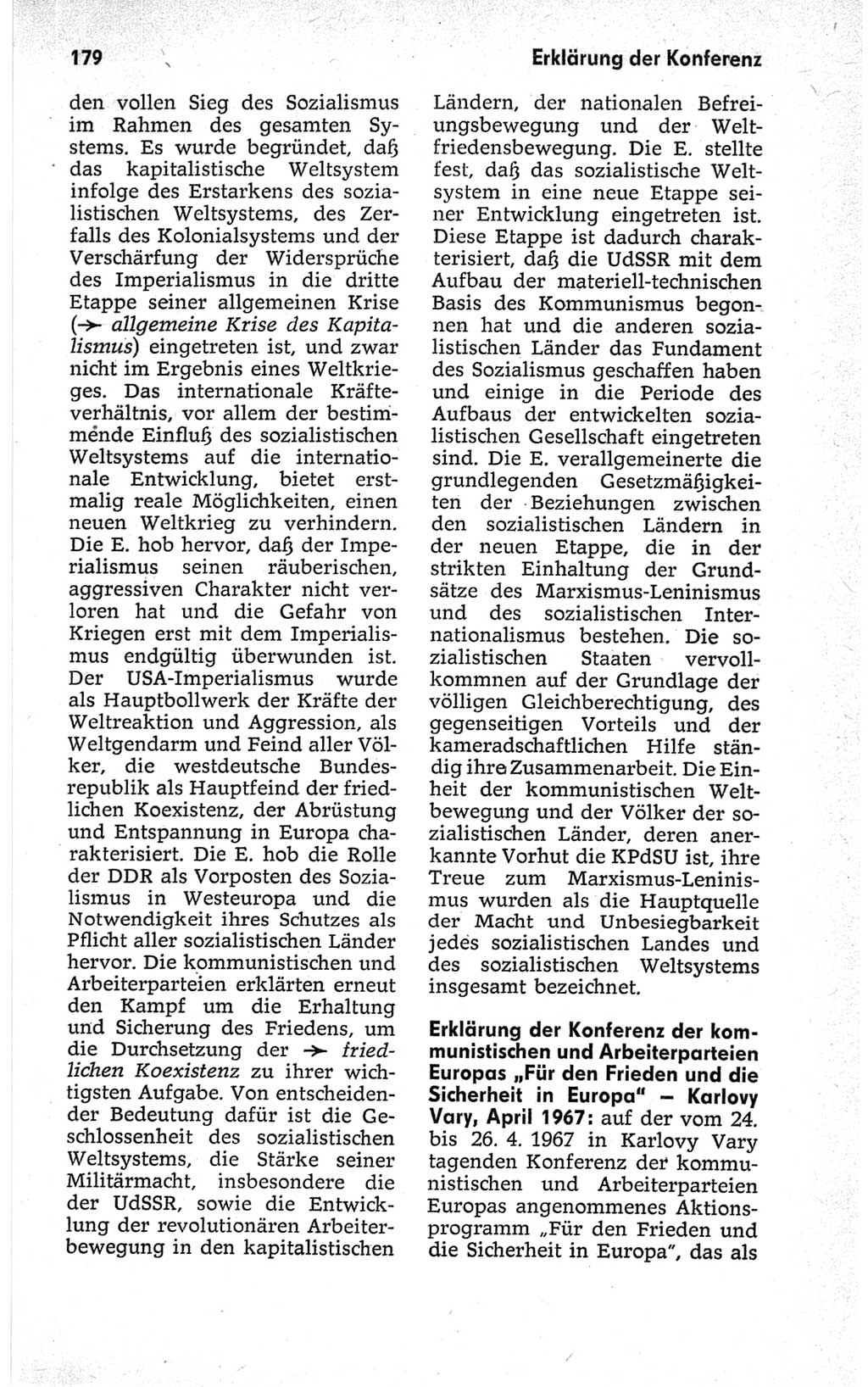 Kleines politisches Wörterbuch [Deutsche Demokratische Republik (DDR)] 1967, Seite 179 (Kl. pol. Wb. DDR 1967, S. 179)