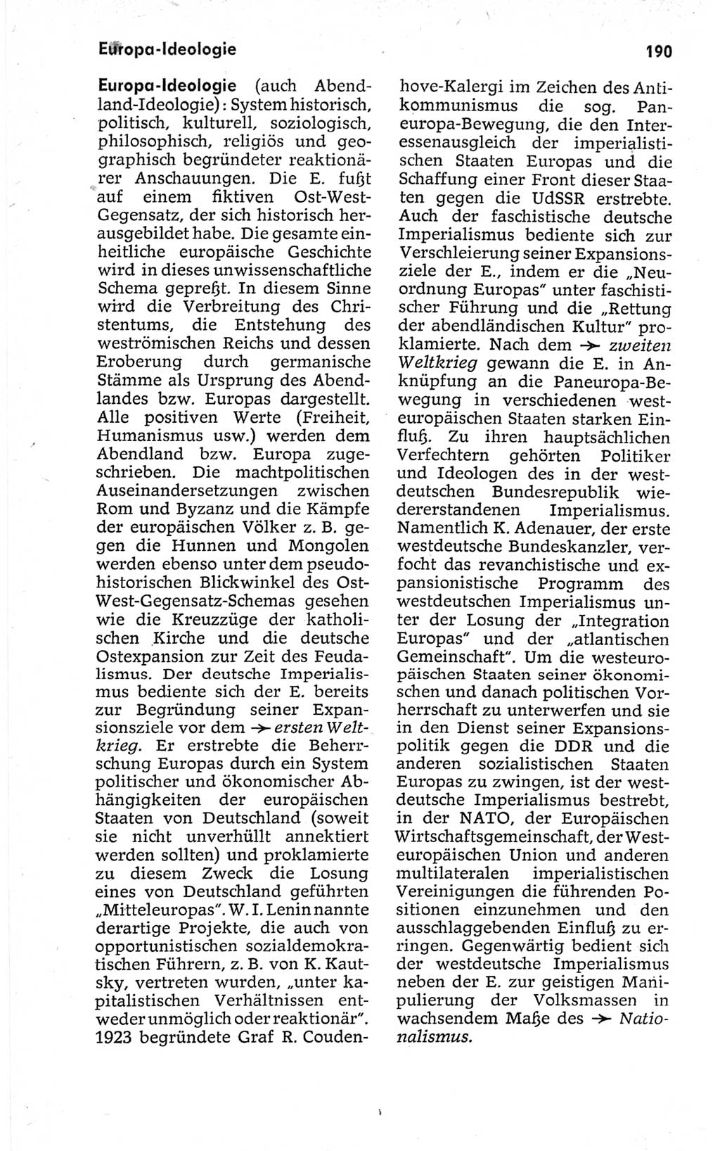 Kleines politisches Wörterbuch [Deutsche Demokratische Republik (DDR)] 1967, Seite 190 (Kl. pol. Wb. DDR 1967, S. 190)