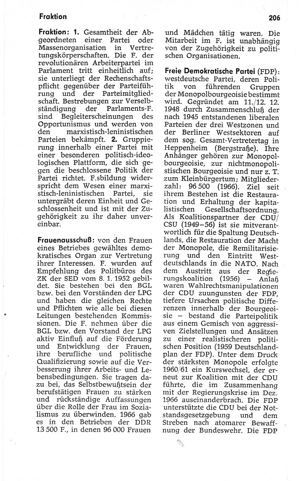 Kleines politisches Wörterbuch [Deutsche Demokratische Republik (DDR)] 1967, Seite 206 (Kl. pol. Wb. DDR 1967, S. 206)