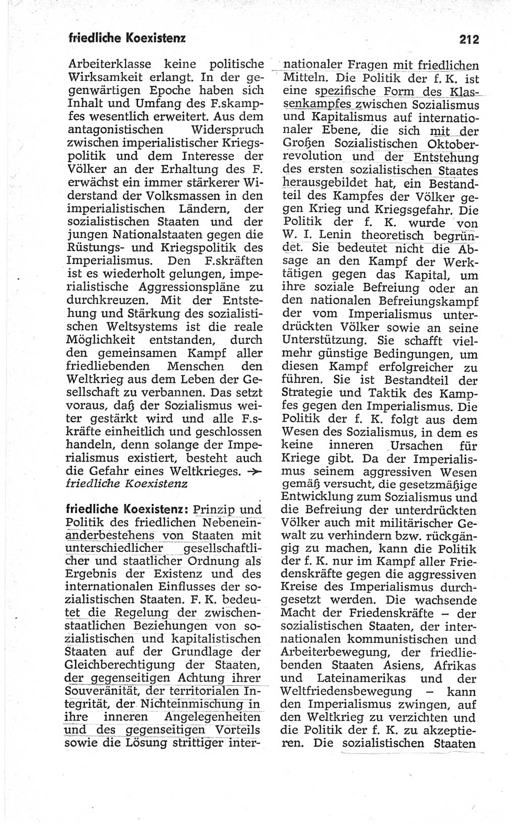 Kleines politisches Wörterbuch [Deutsche Demokratische Republik (DDR)] 1967, Seite 212 (Kl. pol. Wb. DDR 1967, S. 212)