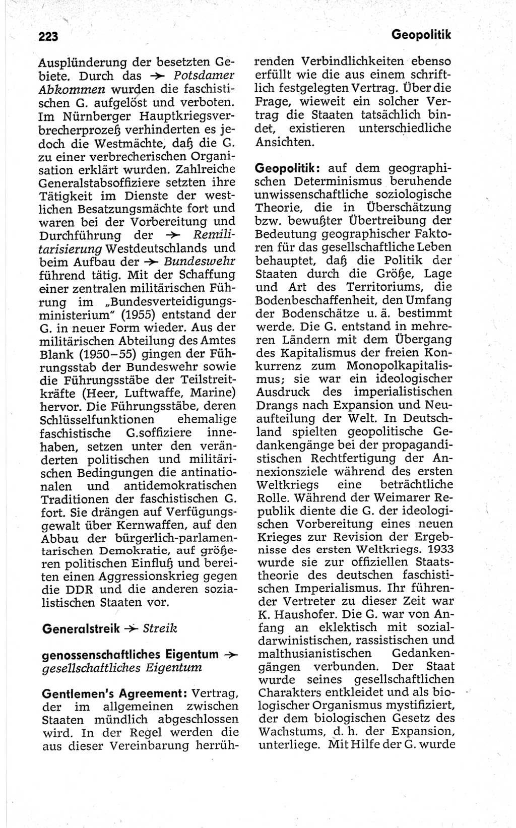 Kleines politisches Wörterbuch [Deutsche Demokratische Republik (DDR)] 1967, Seite 223 (Kl. pol. Wb. DDR 1967, S. 223)