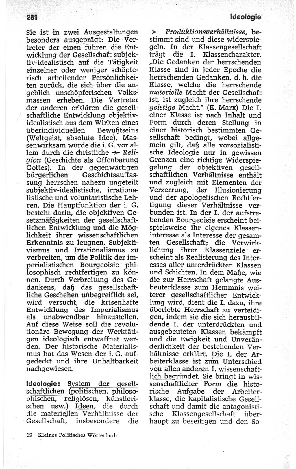 Kleines politisches Wörterbuch [Deutsche Demokratische Republik (DDR)] 1967, Seite 281 (Kl. pol. Wb. DDR 1967, S. 281)