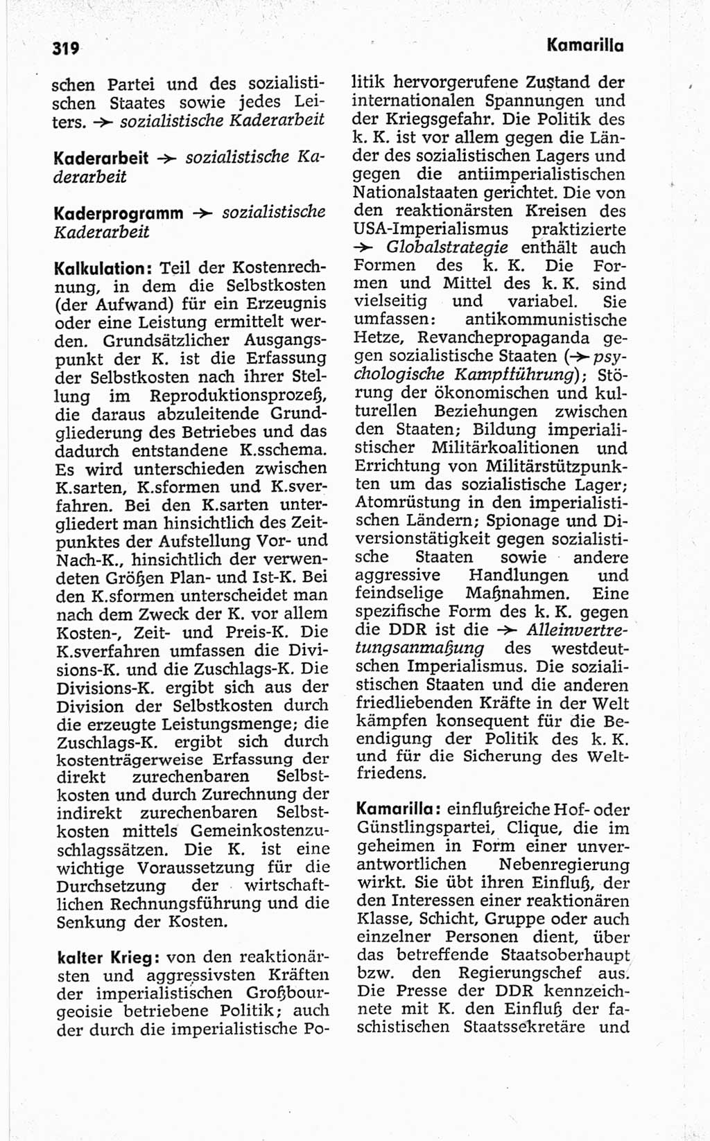 Kleines politisches Wörterbuch [Deutsche Demokratische Republik (DDR)] 1967, Seite 319 (Kl. pol. Wb. DDR 1967, S. 319)