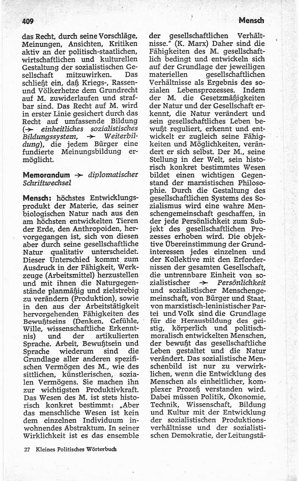 Kleines politisches Wörterbuch [Deutsche Demokratische Republik (DDR)] 1967, Seite 409 (Kl. pol. Wb. DDR 1967, S. 409)