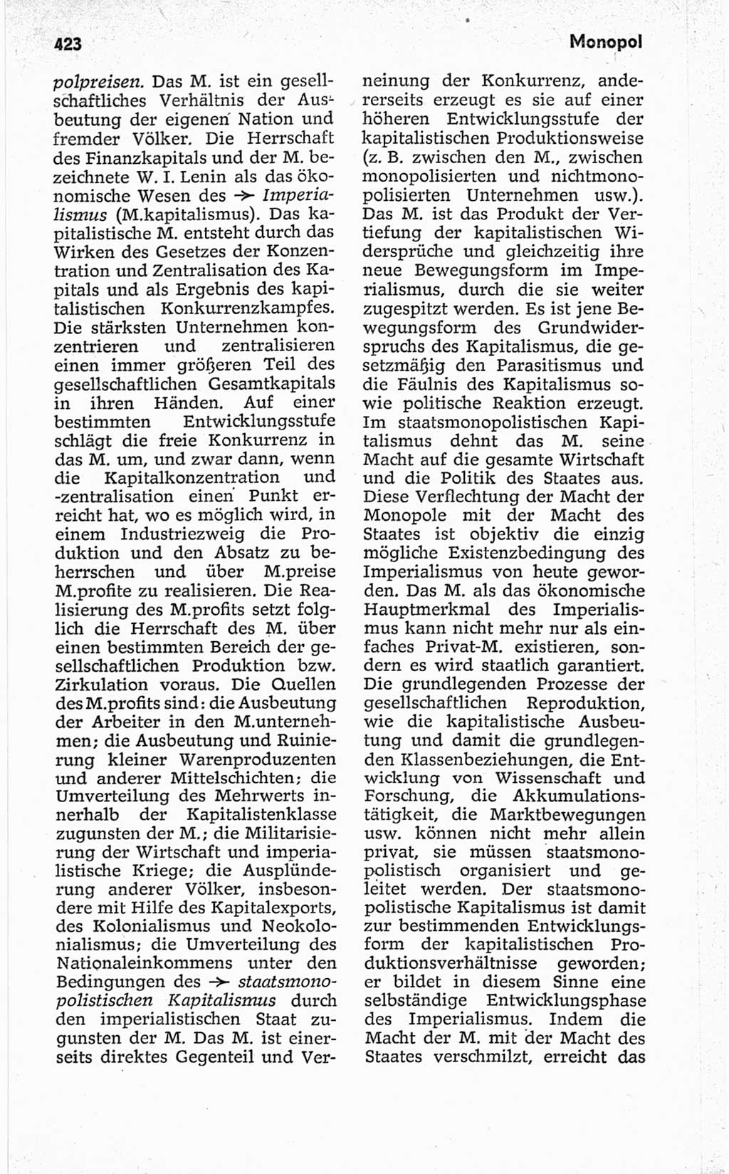 Kleines politisches Wörterbuch [Deutsche Demokratische Republik (DDR)] 1967, Seite 423 (Kl. pol. Wb. DDR 1967, S. 423)