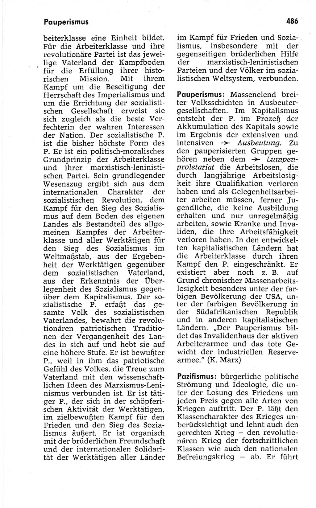 Kleines politisches Wörterbuch [Deutsche Demokratische Republik (DDR)] 1967, Seite 486 (Kl. pol. Wb. DDR 1967, S. 486)