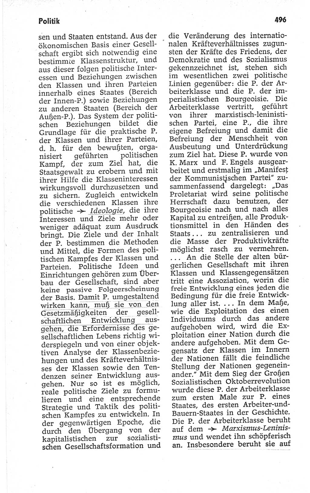 Kleines politisches Wörterbuch [Deutsche Demokratische Republik (DDR)] 1967, Seite 496 (Kl. pol. Wb. DDR 1967, S. 496)