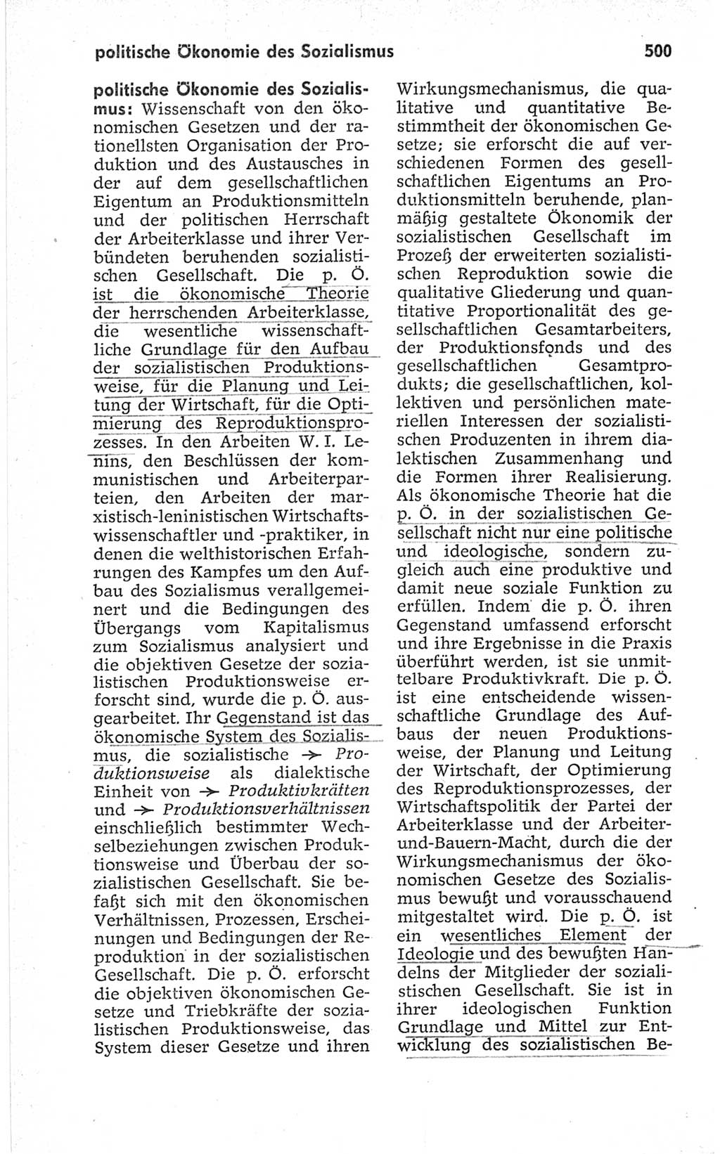 Kleines politisches Wörterbuch [Deutsche Demokratische Republik (DDR)] 1967, Seite 500 (Kl. pol. Wb. DDR 1967, S. 500)