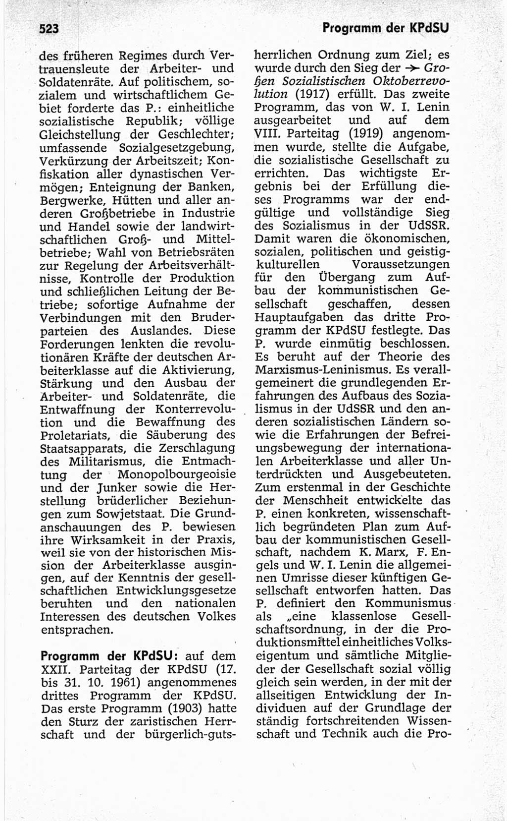 Kleines politisches Wörterbuch [Deutsche Demokratische Republik (DDR)] 1967, Seite 523 (Kl. pol. Wb. DDR 1967, S. 523)