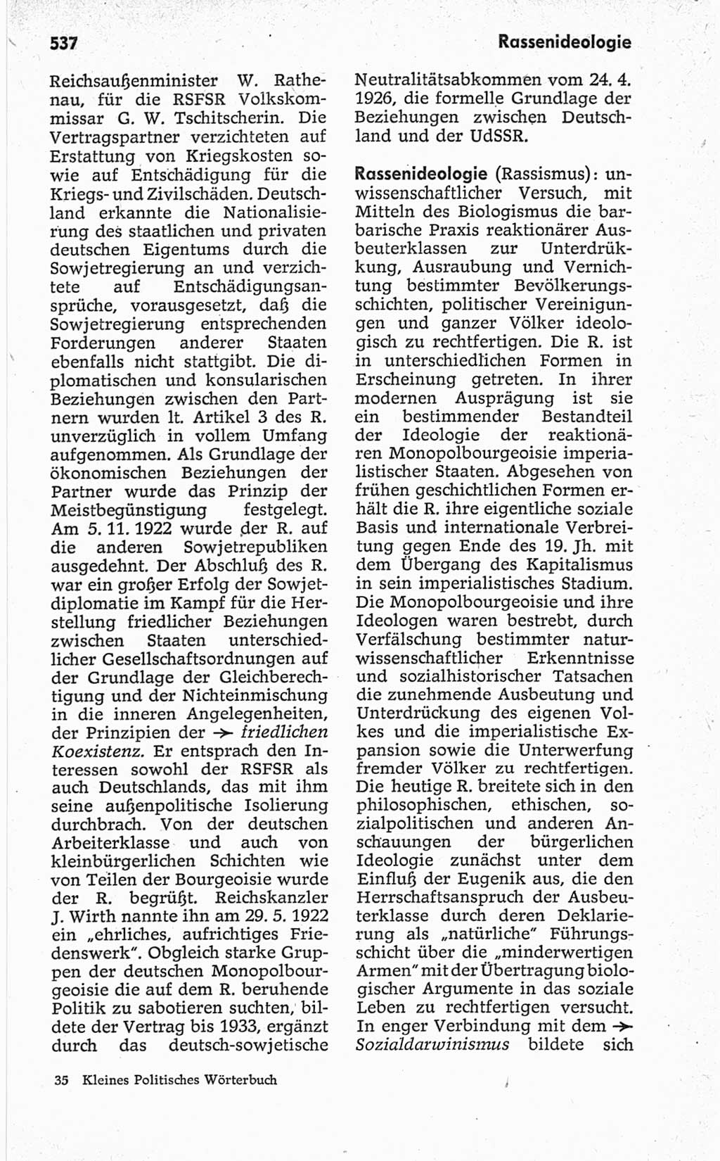 Kleines politisches Wörterbuch [Deutsche Demokratische Republik (DDR)] 1967, Seite 537 (Kl. pol. Wb. DDR 1967, S. 537)