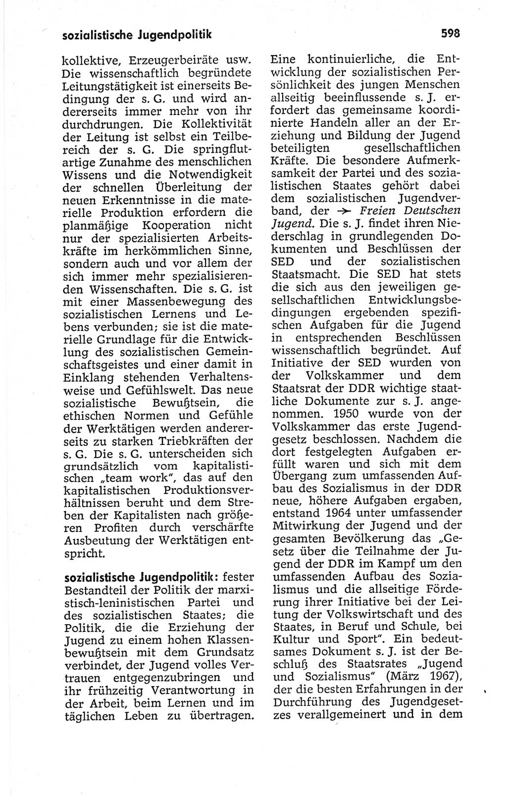 Kleines politisches Wörterbuch [Deutsche Demokratische Republik (DDR)] 1967, Seite 598 (Kl. pol. Wb. DDR 1967, S. 598)