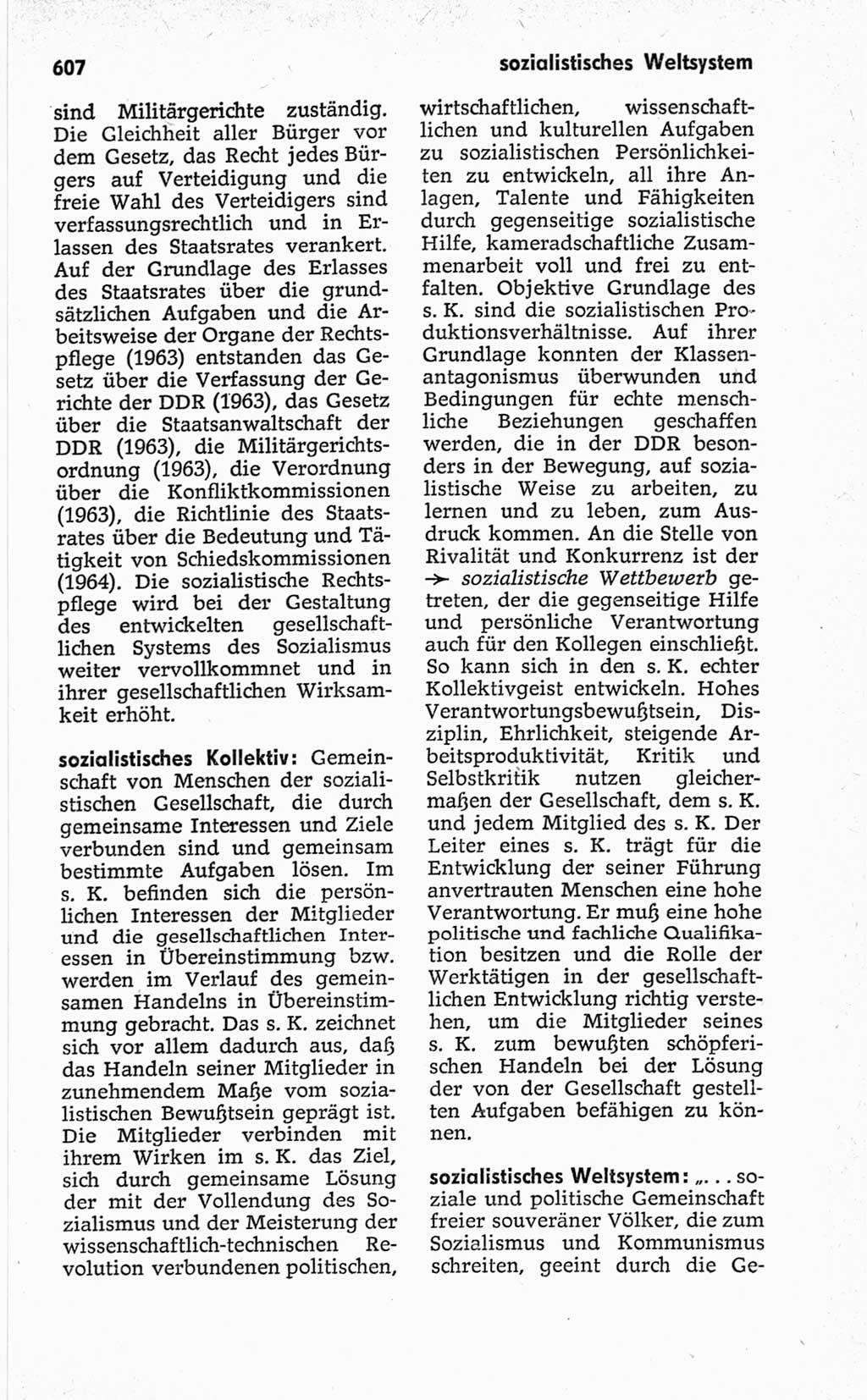 Kleines politisches Wörterbuch [Deutsche Demokratische Republik (DDR)] 1967, Seite 607 (Kl. pol. Wb. DDR 1967, S. 607)