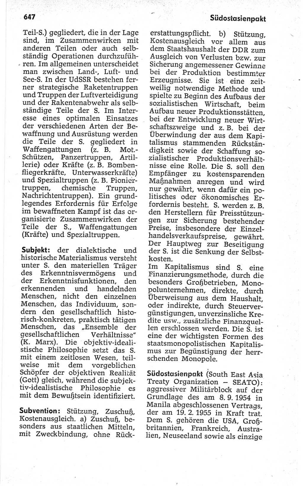 Kleines politisches Wörterbuch [Deutsche Demokratische Republik (DDR)] 1967, Seite 647 (Kl. pol. Wb. DDR 1967, S. 647)