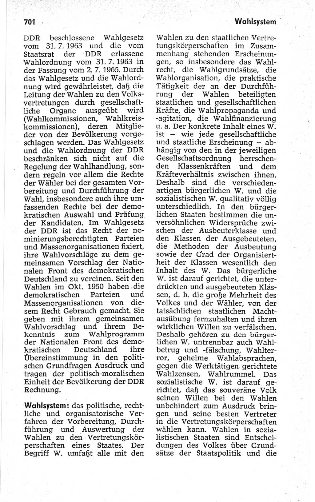 Kleines politisches Wörterbuch [Deutsche Demokratische Republik (DDR)] 1967, Seite 701 (Kl. pol. Wb. DDR 1967, S. 701)