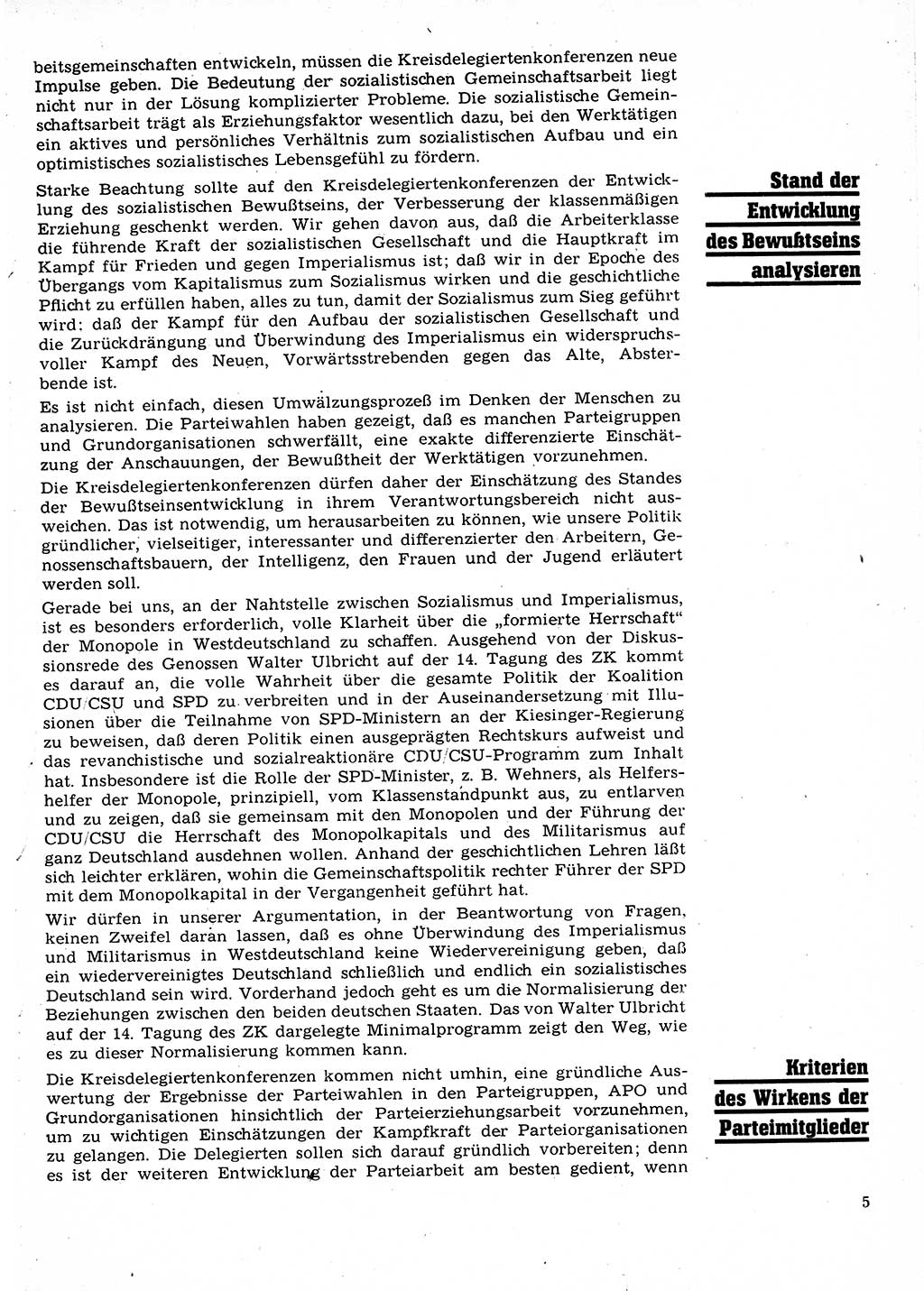 Neuer Weg (NW), Organ des Zentralkomitees (ZK) der SED (Sozialistische Einheitspartei Deutschlands) für Fragen des Parteilebens, 22. Jahrgang [Deutsche Demokratische Republik (DDR)] 1967, Seite 5 (NW ZK SED DDR 1967, S. 5)