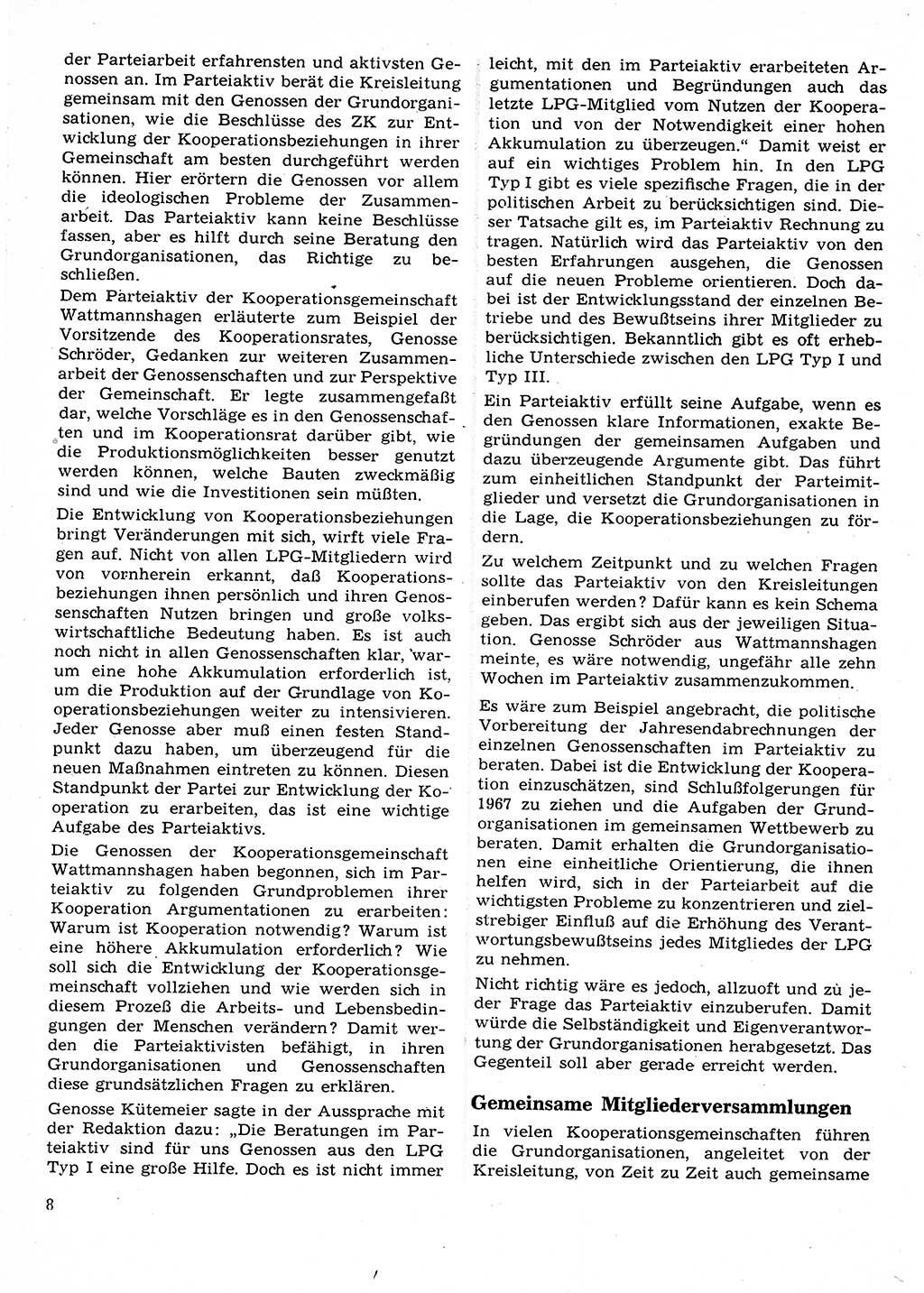 Neuer Weg (NW), Organ des Zentralkomitees (ZK) der SED (Sozialistische Einheitspartei Deutschlands) für Fragen des Parteilebens, 22. Jahrgang [Deutsche Demokratische Republik (DDR)] 1967, Seite 8 (NW ZK SED DDR 1967, S. 8)