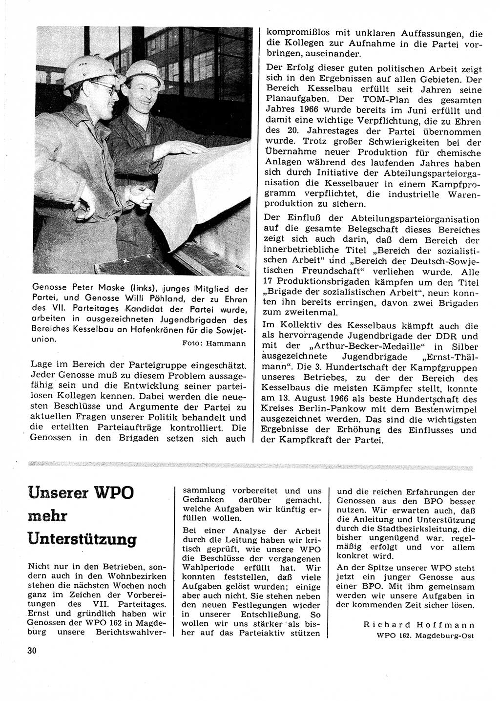Neuer Weg (NW), Organ des Zentralkomitees (ZK) der SED (Sozialistische Einheitspartei Deutschlands) für Fragen des Parteilebens, 22. Jahrgang [Deutsche Demokratische Republik (DDR)] 1967, Seite 30 (NW ZK SED DDR 1967, S. 30)