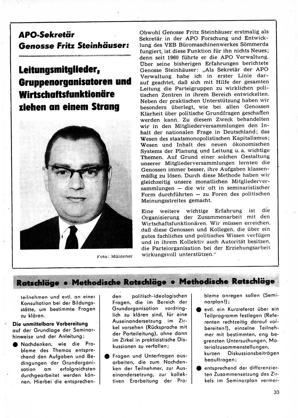 Neuer Weg (NW), Organ des Zentralkomitees (ZK) der SED (Sozialistische Einheitspartei Deutschlands) für Fragen des Parteilebens, 22. Jahrgang [Deutsche Demokratische Republik (DDR)] 1967, Seite 33 (NW ZK SED DDR 1967, S. 33)