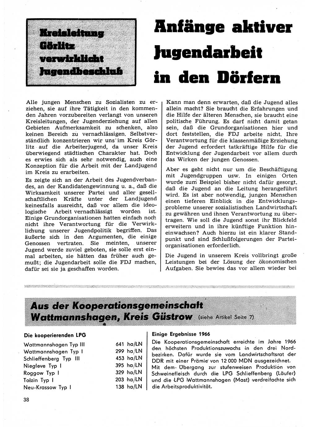 Neuer Weg (NW), Organ des Zentralkomitees (ZK) der SED (Sozialistische Einheitspartei Deutschlands) für Fragen des Parteilebens, 22. Jahrgang [Deutsche Demokratische Republik (DDR)] 1967, Seite 38 (NW ZK SED DDR 1967, S. 38)