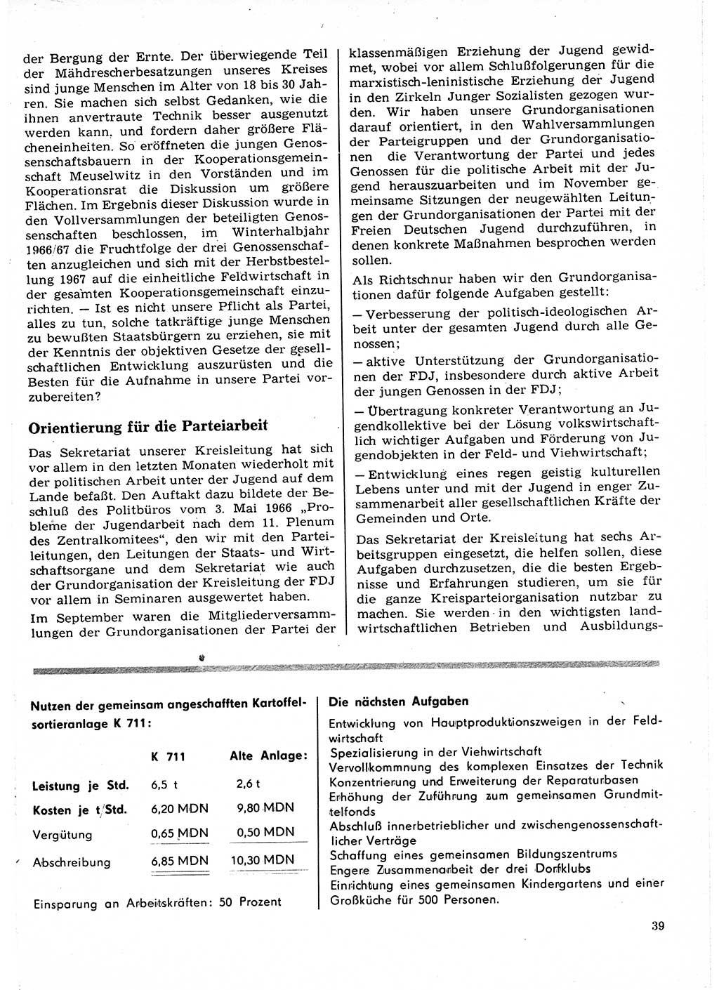 Neuer Weg (NW), Organ des Zentralkomitees (ZK) der SED (Sozialistische Einheitspartei Deutschlands) für Fragen des Parteilebens, 22. Jahrgang [Deutsche Demokratische Republik (DDR)] 1967, Seite 39 (NW ZK SED DDR 1967, S. 39)