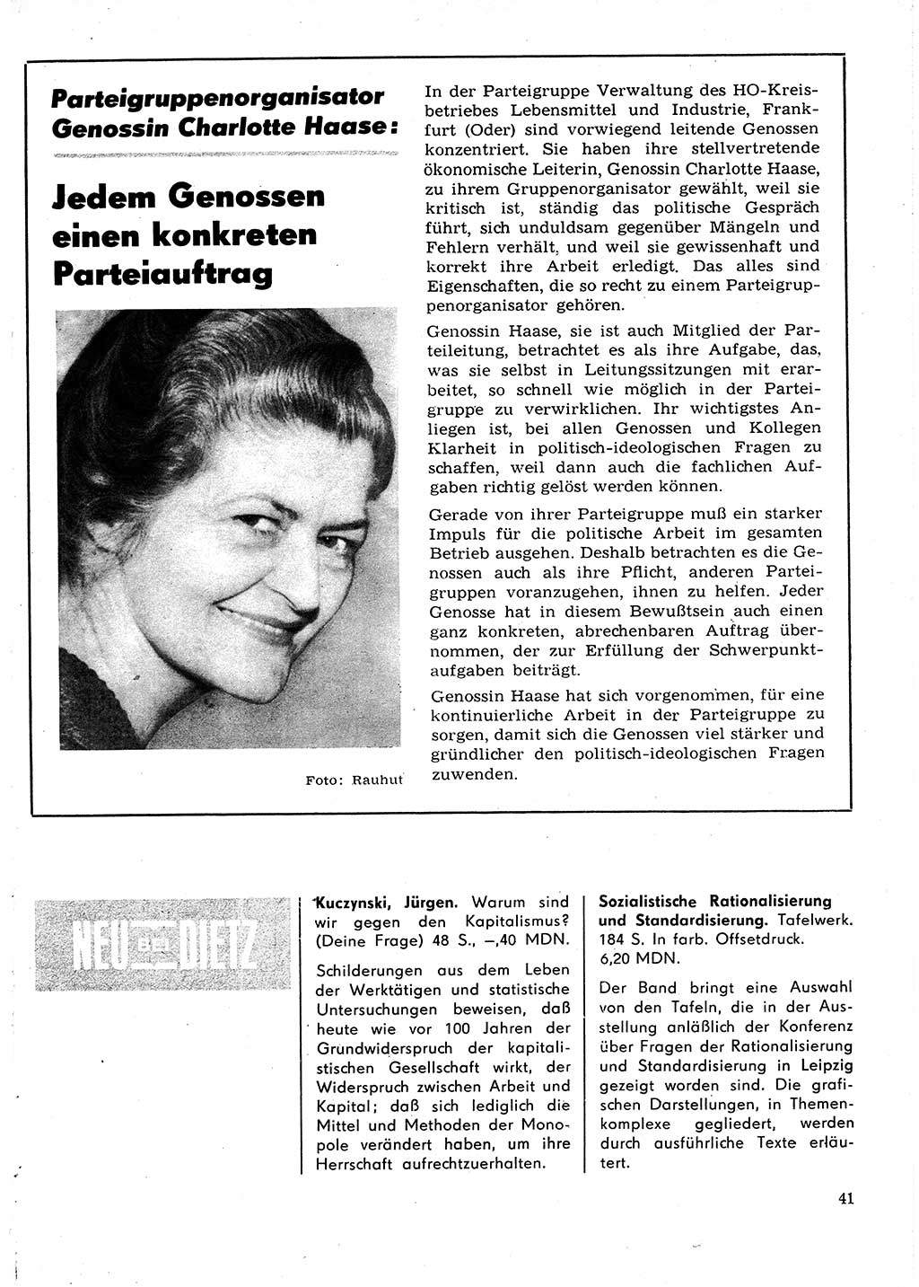 Neuer Weg (NW), Organ des Zentralkomitees (ZK) der SED (Sozialistische Einheitspartei Deutschlands) für Fragen des Parteilebens, 22. Jahrgang [Deutsche Demokratische Republik (DDR)] 1967, Seite 41 (NW ZK SED DDR 1967, S. 41)