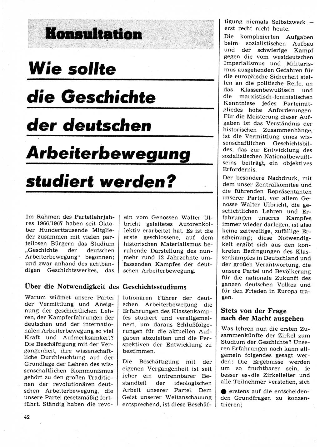Neuer Weg (NW), Organ des Zentralkomitees (ZK) der SED (Sozialistische Einheitspartei Deutschlands) für Fragen des Parteilebens, 22. Jahrgang [Deutsche Demokratische Republik (DDR)] 1967, Seite 42 (NW ZK SED DDR 1967, S. 42)