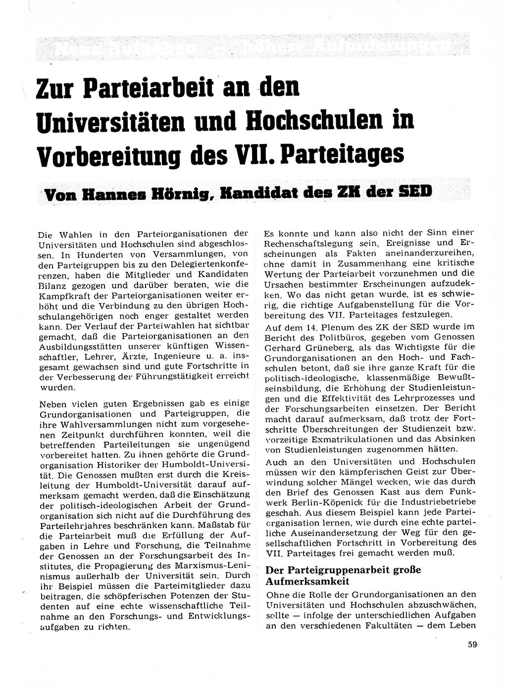 Neuer Weg (NW), Organ des Zentralkomitees (ZK) der SED (Sozialistische Einheitspartei Deutschlands) für Fragen des Parteilebens, 22. Jahrgang [Deutsche Demokratische Republik (DDR)] 1967, Seite 59 (NW ZK SED DDR 1967, S. 59)