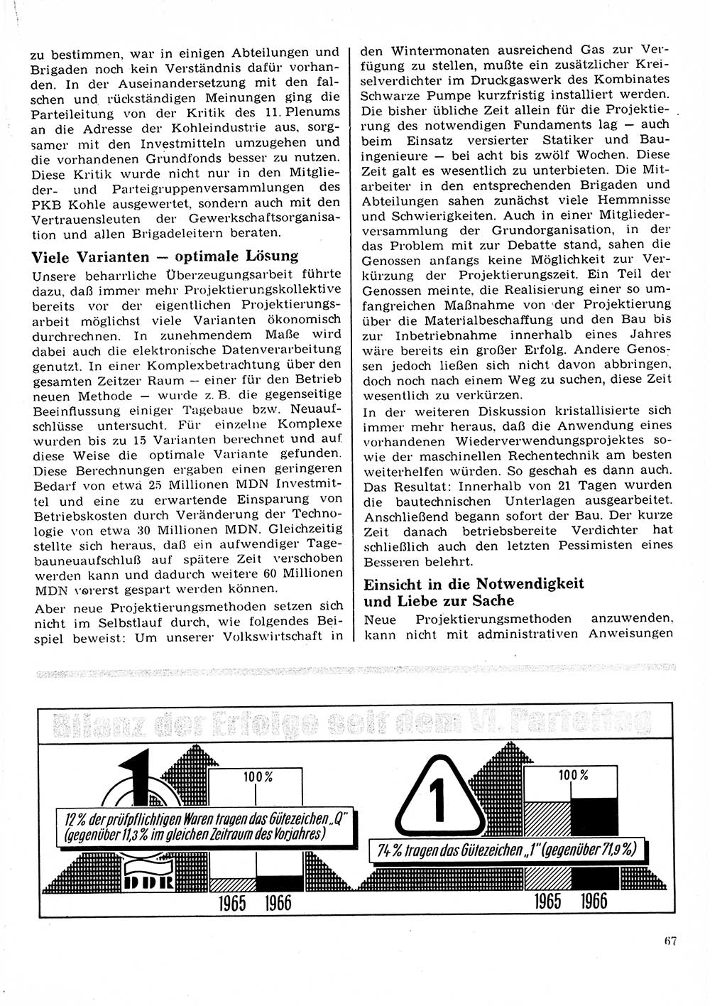 Neuer Weg (NW), Organ des Zentralkomitees (ZK) der SED (Sozialistische Einheitspartei Deutschlands) für Fragen des Parteilebens, 22. Jahrgang [Deutsche Demokratische Republik (DDR)] 1967, Seite 67 (NW ZK SED DDR 1967, S. 67)
