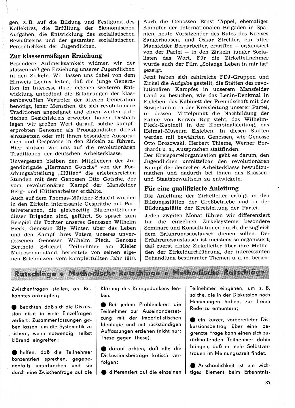 Neuer Weg (NW), Organ des Zentralkomitees (ZK) der SED (Sozialistische Einheitspartei Deutschlands) für Fragen des Parteilebens, 22. Jahrgang [Deutsche Demokratische Republik (DDR)] 1967, Seite 87 (NW ZK SED DDR 1967, S. 87)