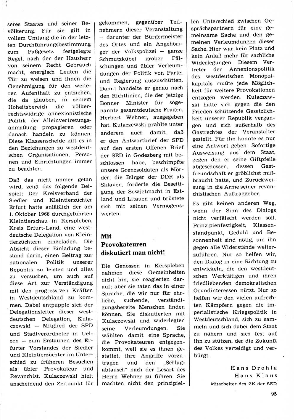 Neuer Weg (NW), Organ des Zentralkomitees (ZK) der SED (Sozialistische Einheitspartei Deutschlands) für Fragen des Parteilebens, 22. Jahrgang [Deutsche Demokratische Republik (DDR)] 1967, Seite 95 (NW ZK SED DDR 1967, S. 95)