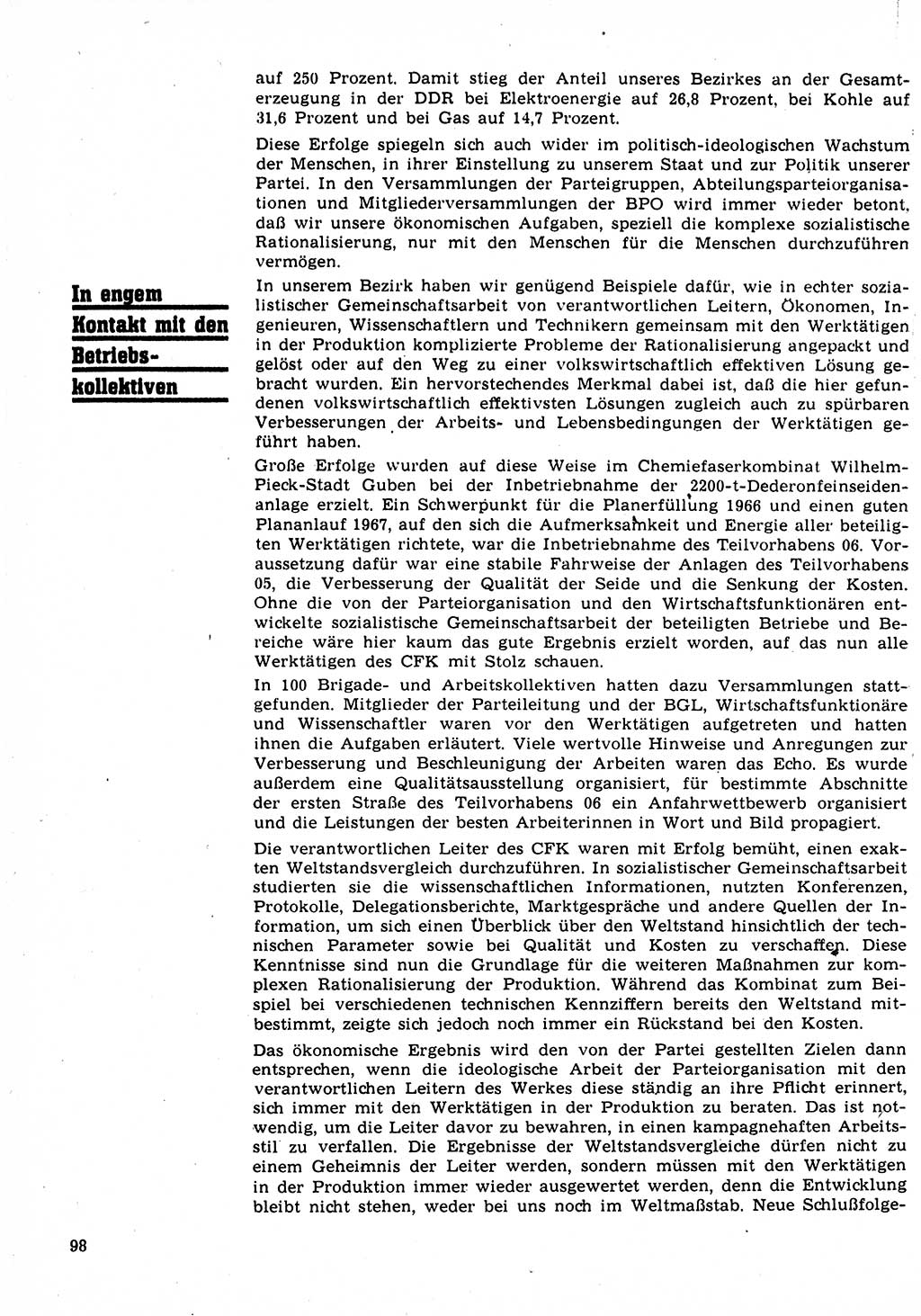 Neuer Weg (NW), Organ des Zentralkomitees (ZK) der SED (Sozialistische Einheitspartei Deutschlands) für Fragen des Parteilebens, 22. Jahrgang [Deutsche Demokratische Republik (DDR)] 1967, Seite 98 (NW ZK SED DDR 1967, S. 98)
