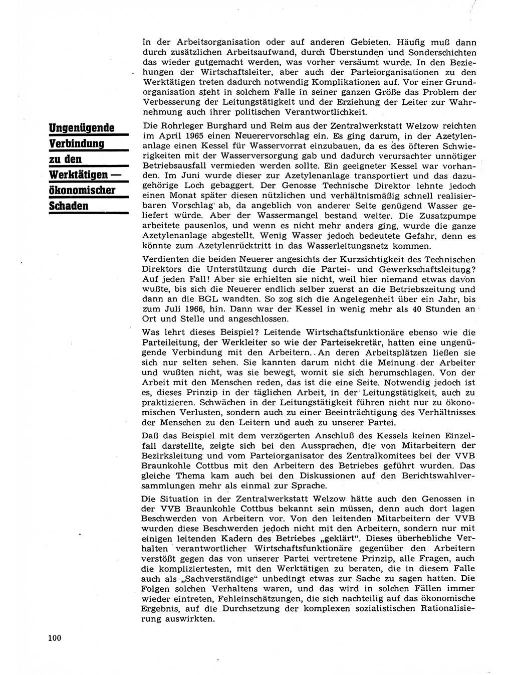 Neuer Weg (NW), Organ des Zentralkomitees (ZK) der SED (Sozialistische Einheitspartei Deutschlands) für Fragen des Parteilebens, 22. Jahrgang [Deutsche Demokratische Republik (DDR)] 1967, Seite 100 (NW ZK SED DDR 1967, S. 100)