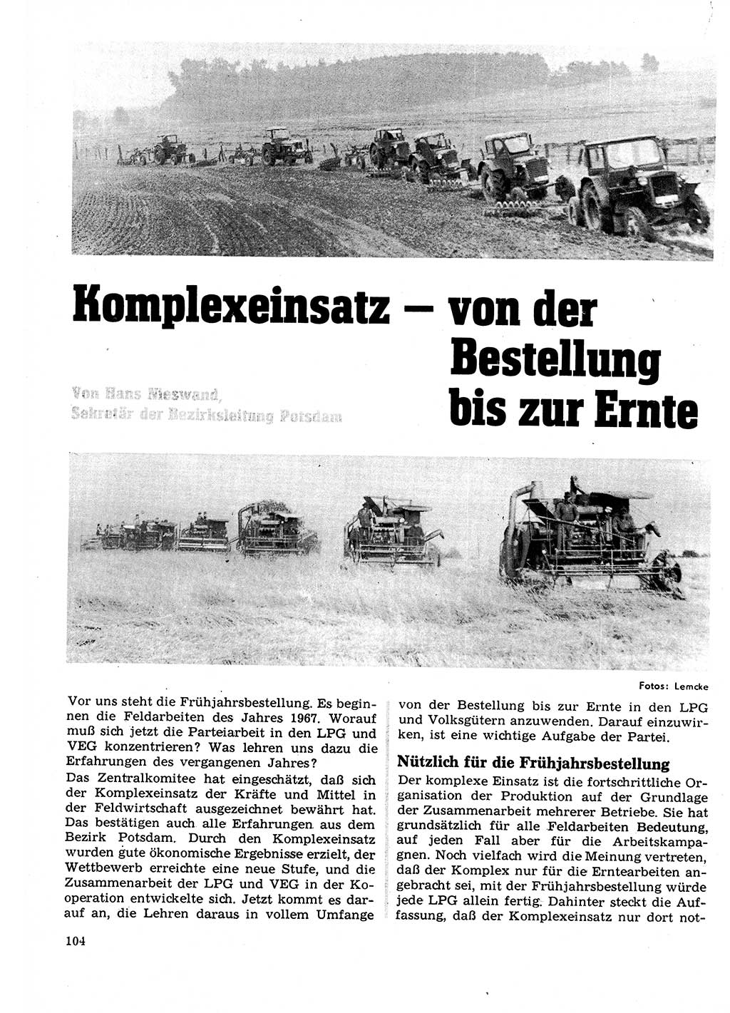 Neuer Weg (NW), Organ des Zentralkomitees (ZK) der SED (Sozialistische Einheitspartei Deutschlands) für Fragen des Parteilebens, 22. Jahrgang [Deutsche Demokratische Republik (DDR)] 1967, Seite 104 (NW ZK SED DDR 1967, S. 104)