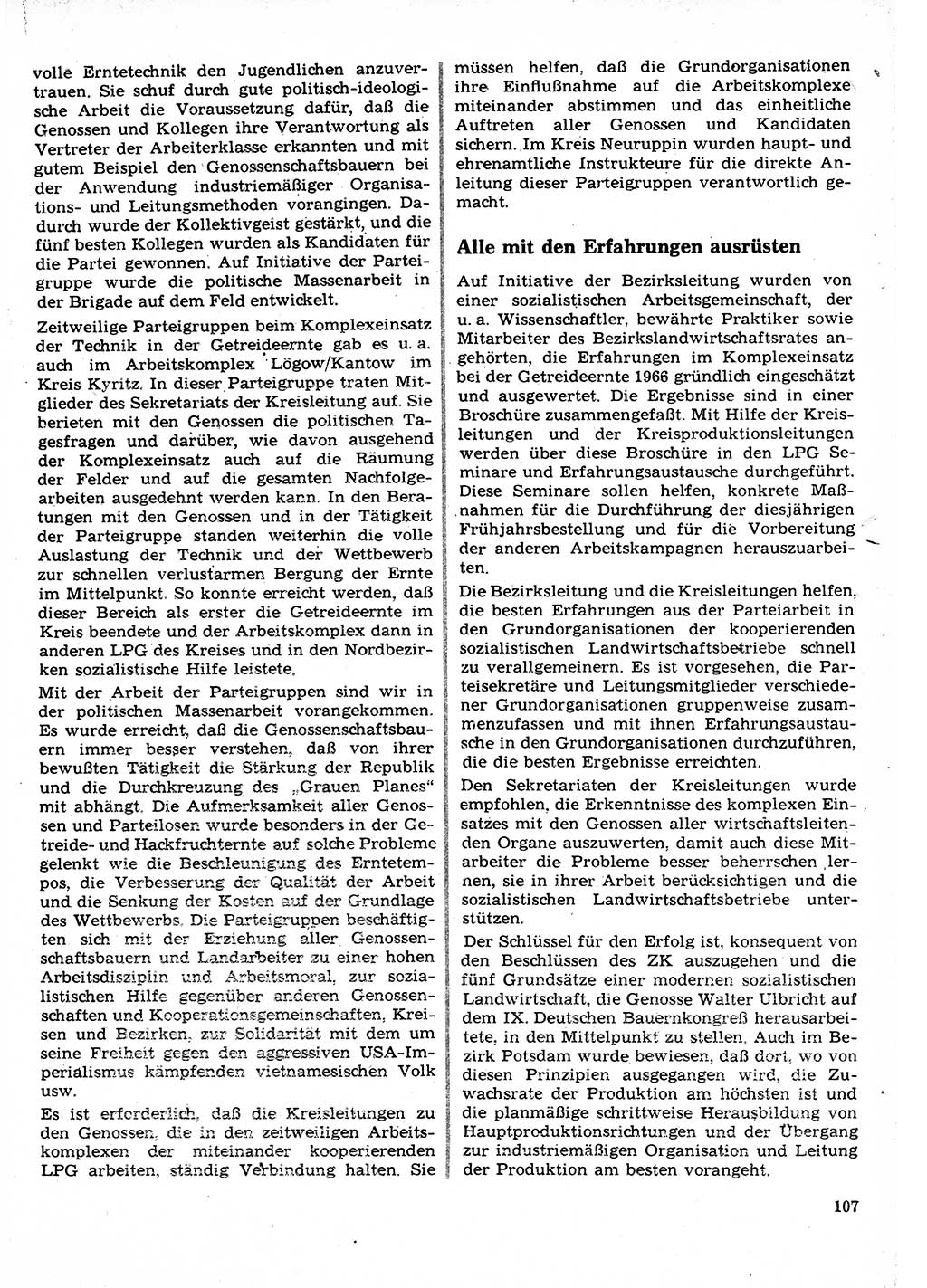 Neuer Weg (NW), Organ des Zentralkomitees (ZK) der SED (Sozialistische Einheitspartei Deutschlands) für Fragen des Parteilebens, 22. Jahrgang [Deutsche Demokratische Republik (DDR)] 1967, Seite 107 (NW ZK SED DDR 1967, S. 107)