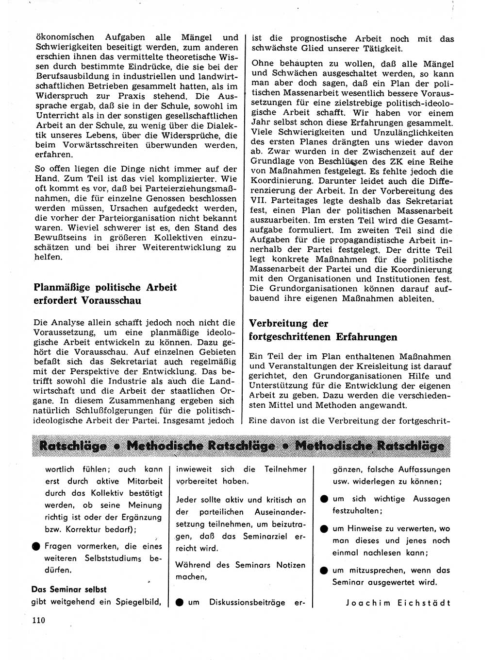 Neuer Weg (NW), Organ des Zentralkomitees (ZK) der SED (Sozialistische Einheitspartei Deutschlands) für Fragen des Parteilebens, 22. Jahrgang [Deutsche Demokratische Republik (DDR)] 1967, Seite 110 (NW ZK SED DDR 1967, S. 110)