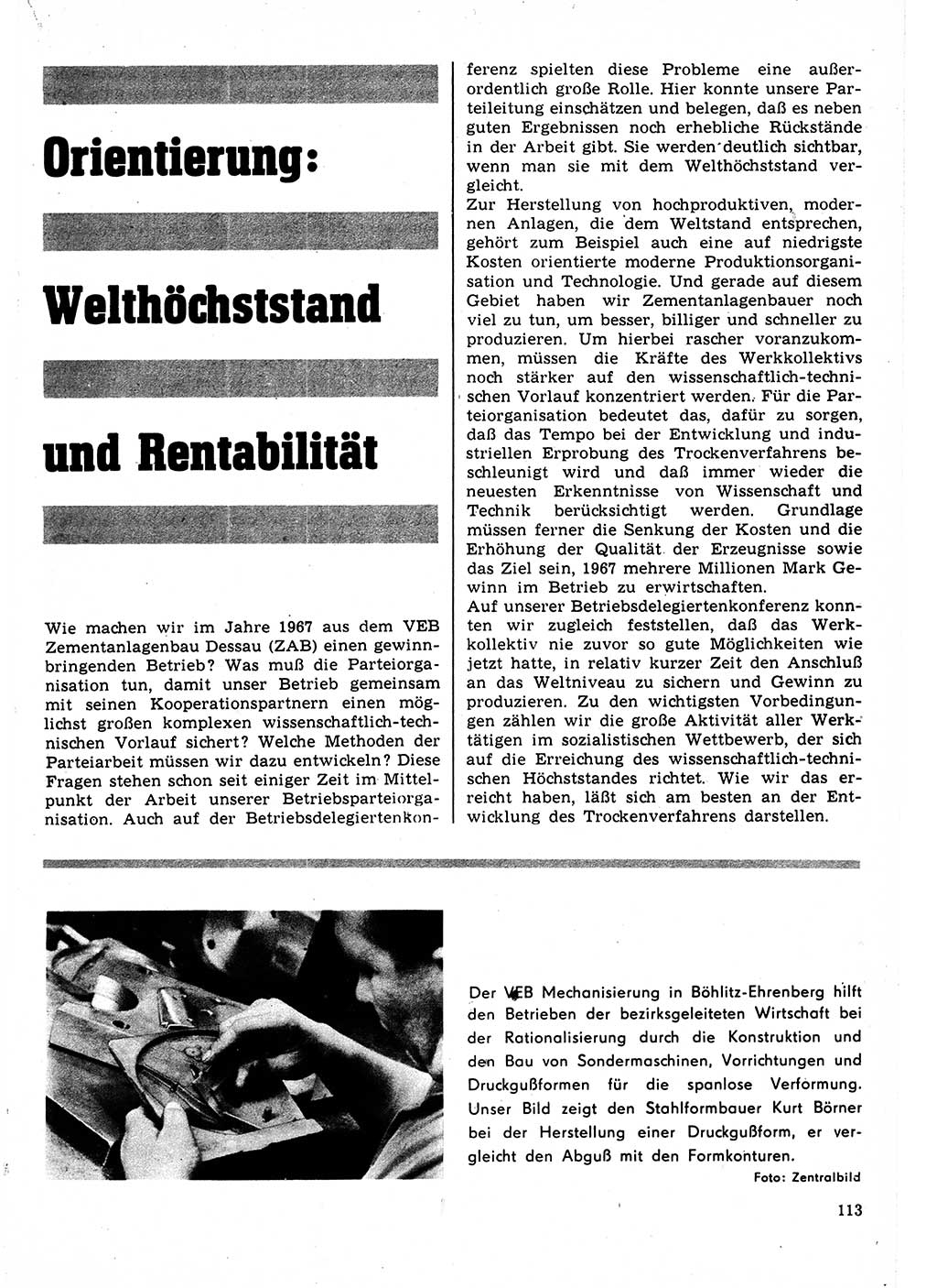 Neuer Weg (NW), Organ des Zentralkomitees (ZK) der SED (Sozialistische Einheitspartei Deutschlands) für Fragen des Parteilebens, 22. Jahrgang [Deutsche Demokratische Republik (DDR)] 1967, Seite 113 (NW ZK SED DDR 1967, S. 113)