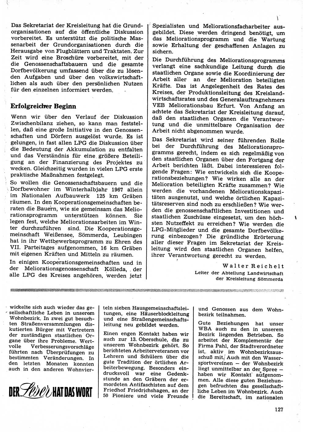 Neuer Weg (NW), Organ des Zentralkomitees (ZK) der SED (Sozialistische Einheitspartei Deutschlands) für Fragen des Parteilebens, 22. Jahrgang [Deutsche Demokratische Republik (DDR)] 1967, Seite 127 (NW ZK SED DDR 1967, S. 127)