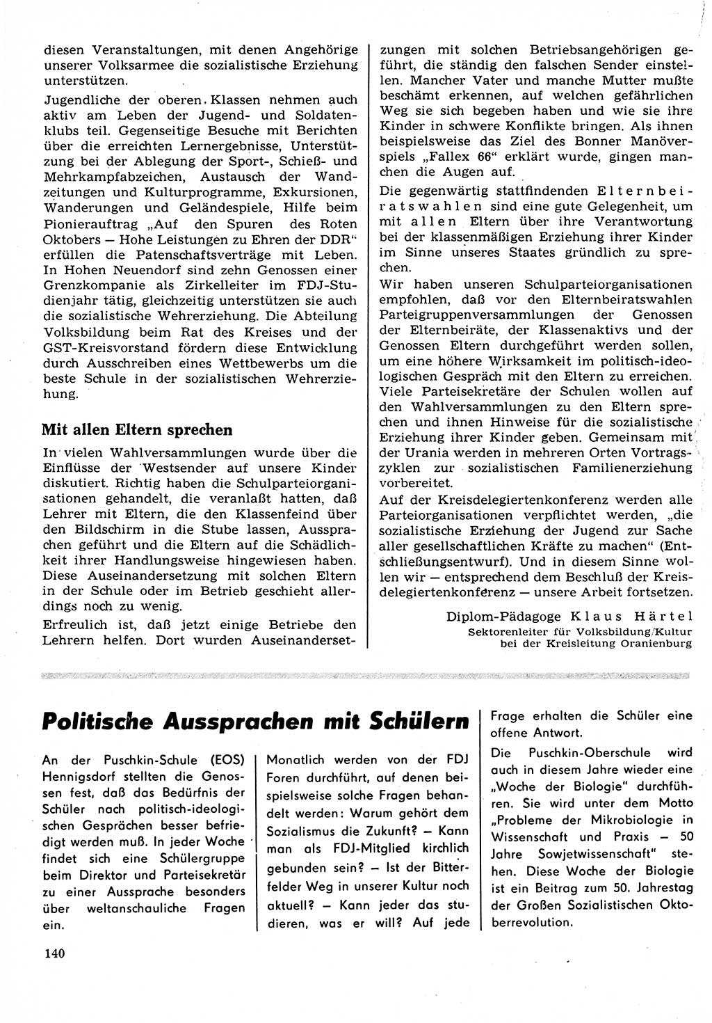 Neuer Weg (NW), Organ des Zentralkomitees (ZK) der SED (Sozialistische Einheitspartei Deutschlands) für Fragen des Parteilebens, 22. Jahrgang [Deutsche Demokratische Republik (DDR)] 1967, Seite 140 (NW ZK SED DDR 1967, S. 140)