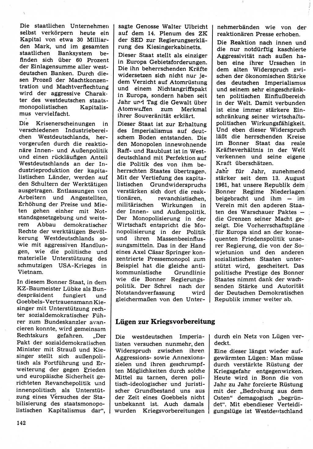 Neuer Weg (NW), Organ des Zentralkomitees (ZK) der SED (Sozialistische Einheitspartei Deutschlands) für Fragen des Parteilebens, 22. Jahrgang [Deutsche Demokratische Republik (DDR)] 1967, Seite 142 (NW ZK SED DDR 1967, S. 142)