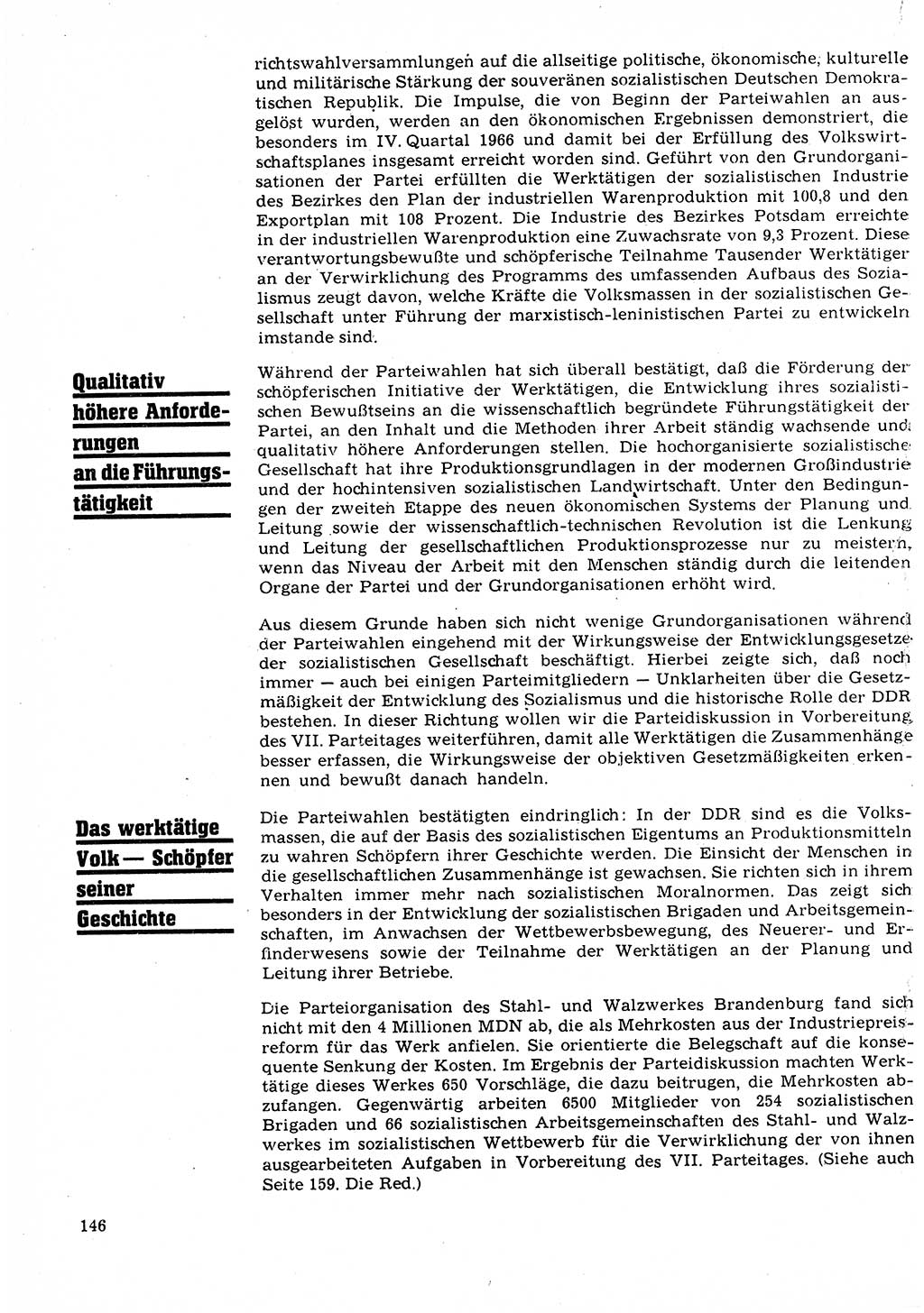 Neuer Weg (NW), Organ des Zentralkomitees (ZK) der SED (Sozialistische Einheitspartei Deutschlands) für Fragen des Parteilebens, 22. Jahrgang [Deutsche Demokratische Republik (DDR)] 1967, Seite 146 (NW ZK SED DDR 1967, S. 146)