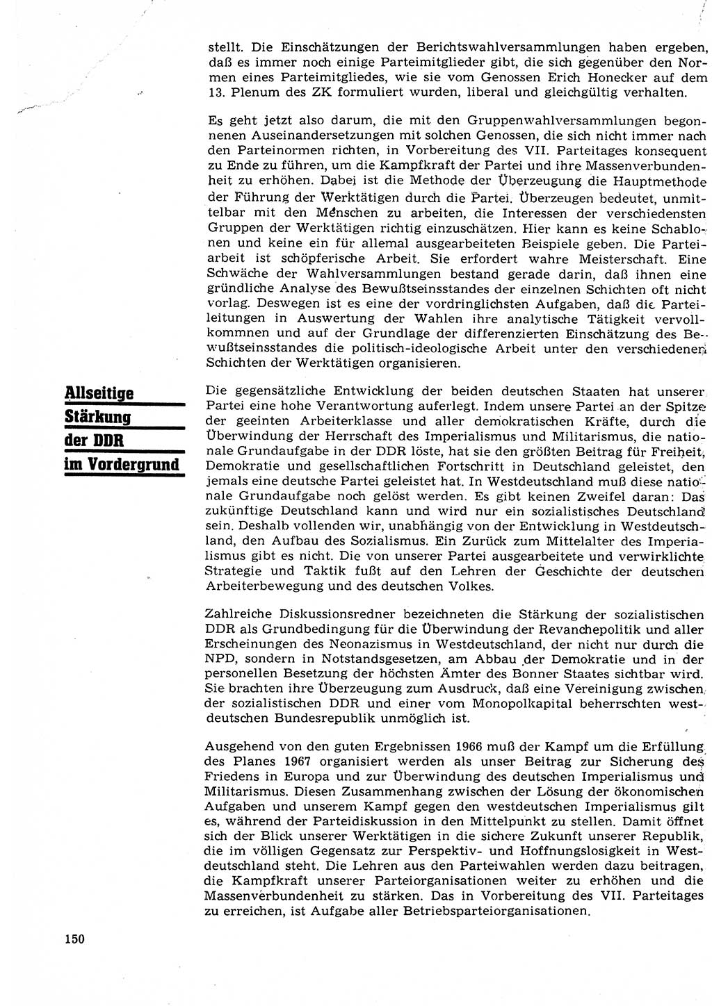 Neuer Weg (NW), Organ des Zentralkomitees (ZK) der SED (Sozialistische Einheitspartei Deutschlands) für Fragen des Parteilebens, 22. Jahrgang [Deutsche Demokratische Republik (DDR)] 1967, Seite 150 (NW ZK SED DDR 1967, S. 150)