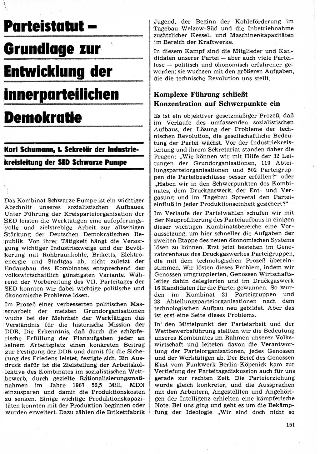 Neuer Weg (NW), Organ des Zentralkomitees (ZK) der SED (Sozialistische Einheitspartei Deutschlands) für Fragen des Parteilebens, 22. Jahrgang [Deutsche Demokratische Republik (DDR)] 1967, Seite 151 (NW ZK SED DDR 1967, S. 151)