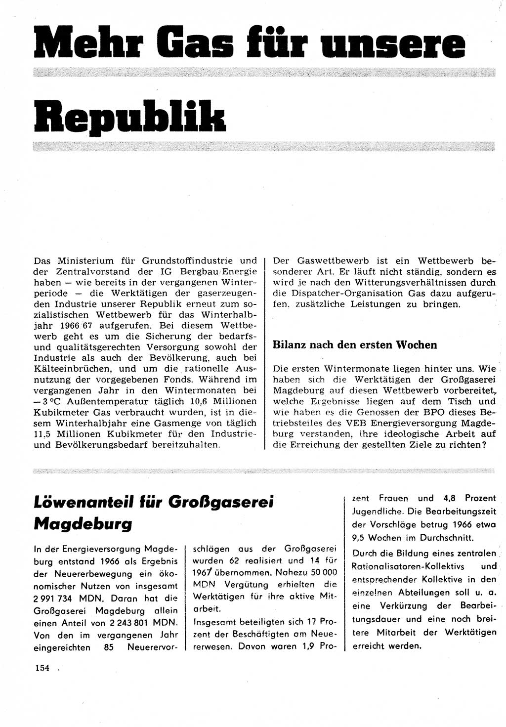 Neuer Weg (NW), Organ des Zentralkomitees (ZK) der SED (Sozialistische Einheitspartei Deutschlands) für Fragen des Parteilebens, 22. Jahrgang [Deutsche Demokratische Republik (DDR)] 1967, Seite 154 (NW ZK SED DDR 1967, S. 154)