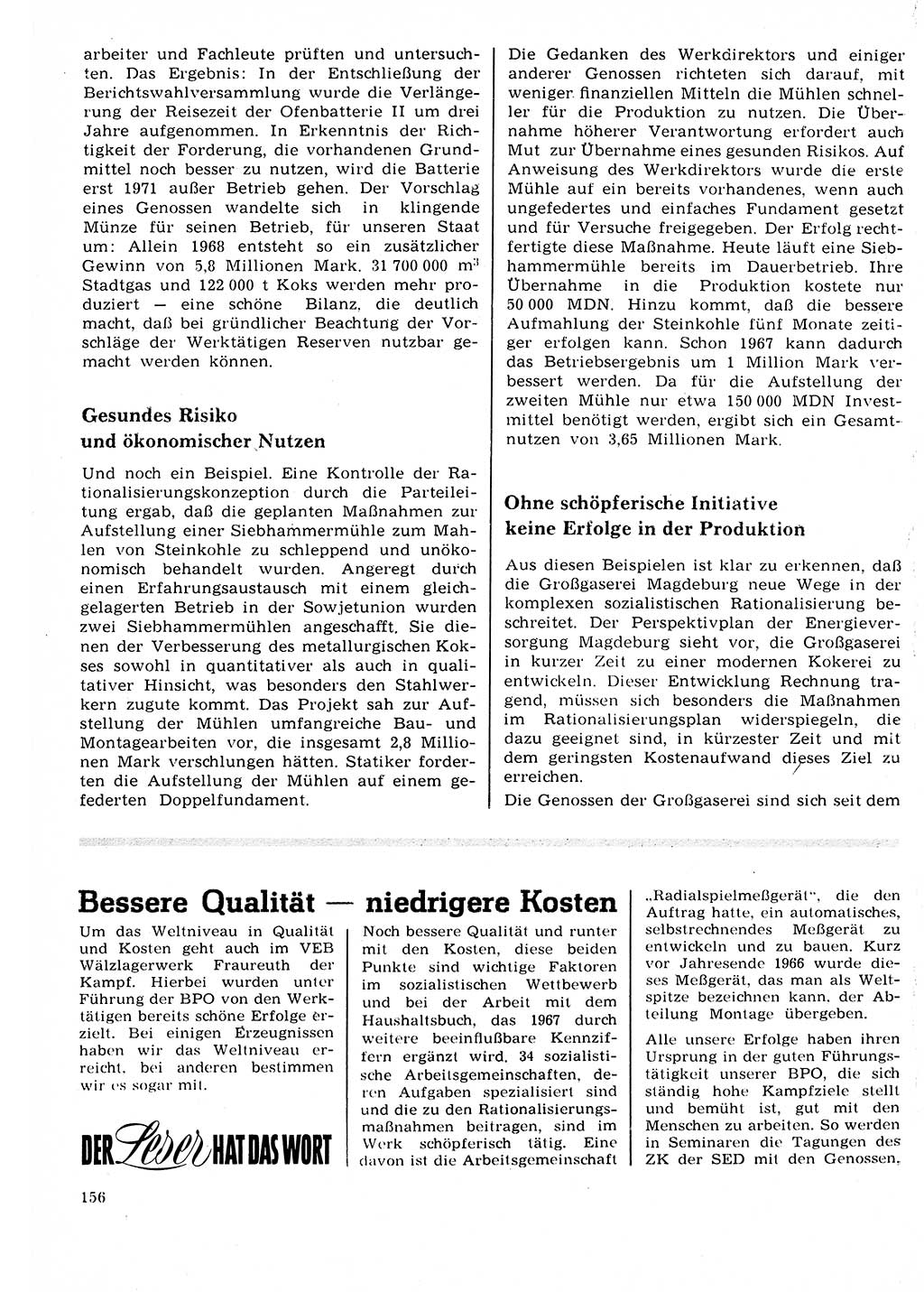 Neuer Weg (NW), Organ des Zentralkomitees (ZK) der SED (Sozialistische Einheitspartei Deutschlands) für Fragen des Parteilebens, 22. Jahrgang [Deutsche Demokratische Republik (DDR)] 1967, Seite 156 (NW ZK SED DDR 1967, S. 156)