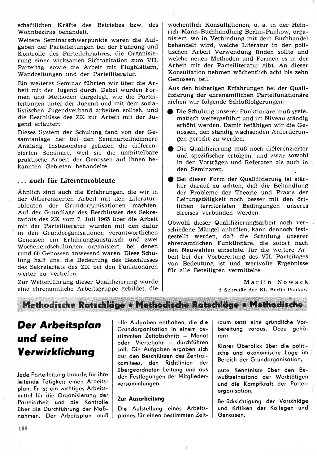 Neuer Weg (NW), Organ des Zentralkomitees (ZK) der SED (Sozialistische Einheitspartei Deutschlands) für Fragen des Parteilebens, 22. Jahrgang [Deutsche Demokratische Republik (DDR)] 1967, Seite 166 (NW ZK SED DDR 1967, S. 166)