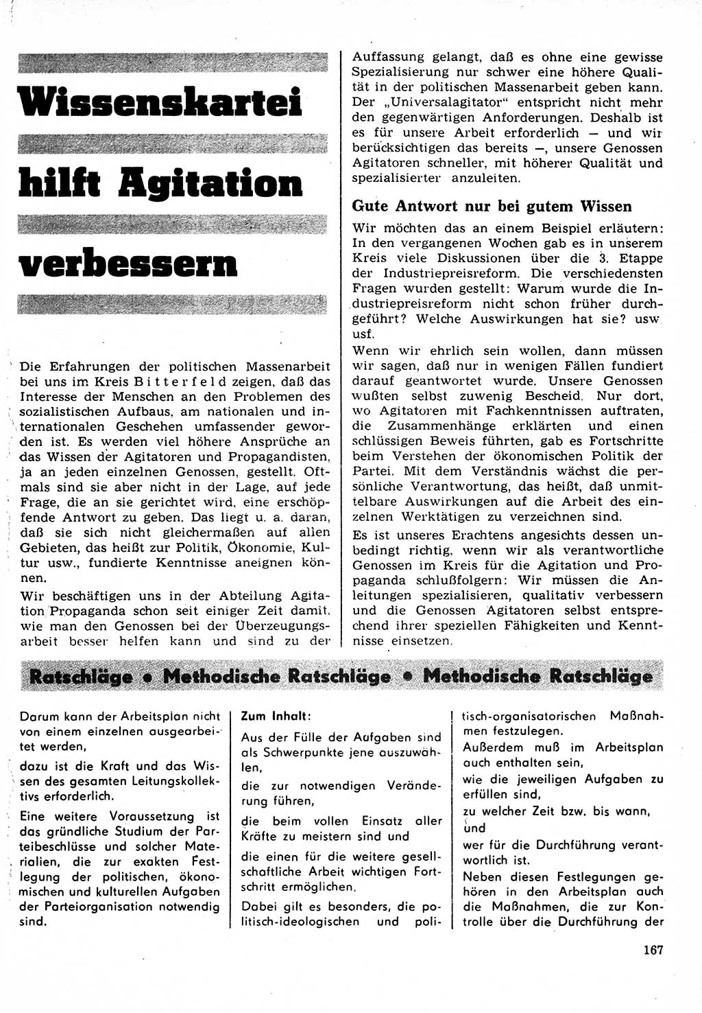 Neuer Weg (NW), Organ des Zentralkomitees (ZK) der SED (Sozialistische Einheitspartei Deutschlands) für Fragen des Parteilebens, 22. Jahrgang [Deutsche Demokratische Republik (DDR)] 1967, Seite 167 (NW ZK SED DDR 1967, S. 167)