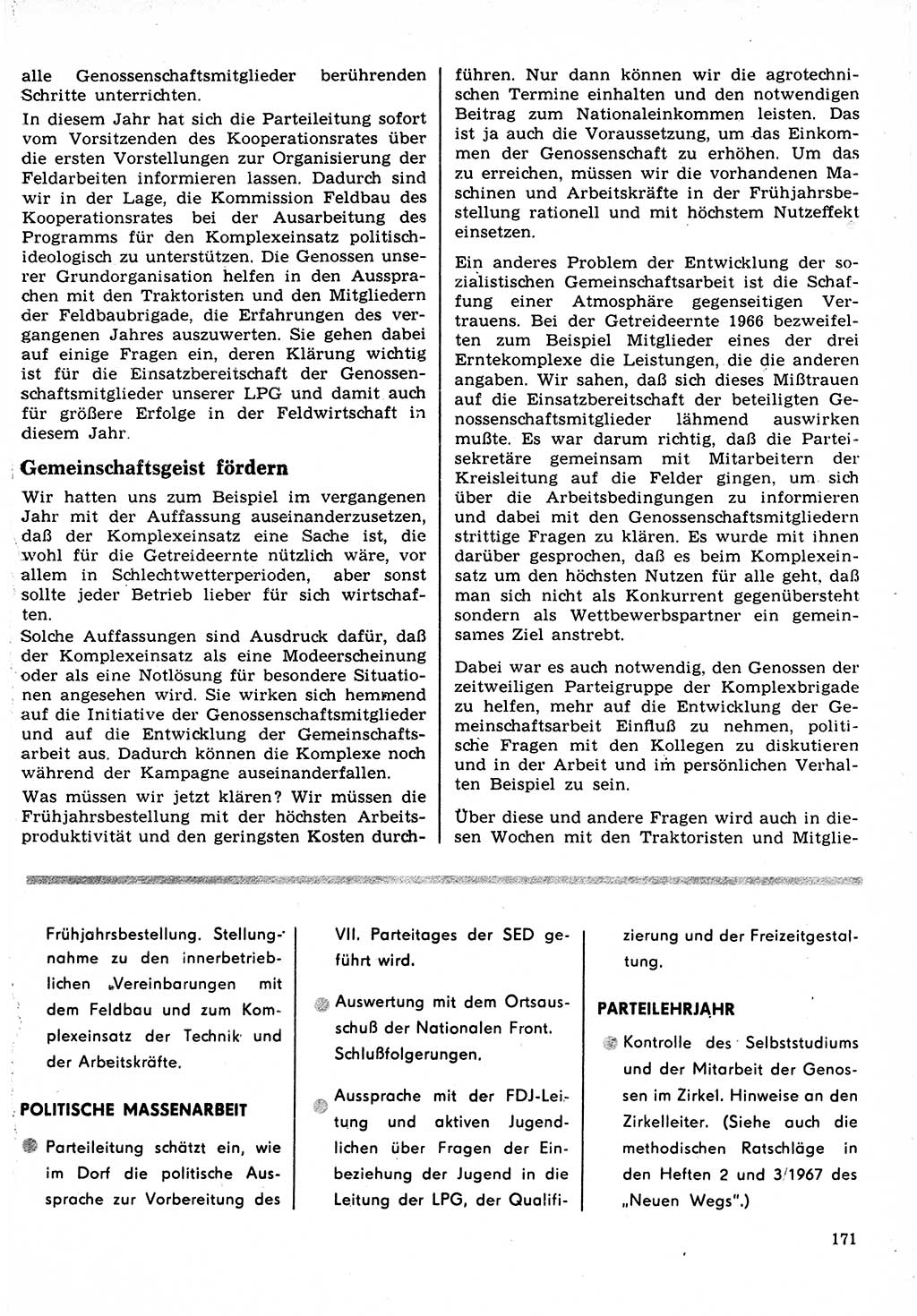 Neuer Weg (NW), Organ des Zentralkomitees (ZK) der SED (Sozialistische Einheitspartei Deutschlands) für Fragen des Parteilebens, 22. Jahrgang [Deutsche Demokratische Republik (DDR)] 1967, Seite 171 (NW ZK SED DDR 1967, S. 171)