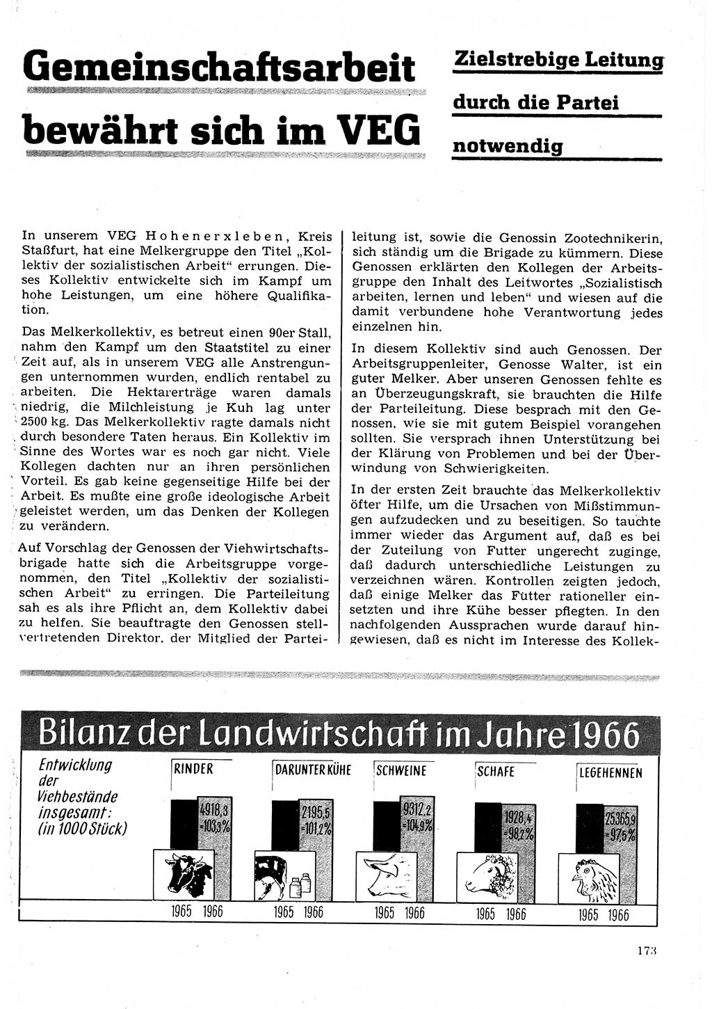 Neuer Weg (NW), Organ des Zentralkomitees (ZK) der SED (Sozialistische Einheitspartei Deutschlands) für Fragen des Parteilebens, 22. Jahrgang [Deutsche Demokratische Republik (DDR)] 1967, Seite 173 (NW ZK SED DDR 1967, S. 173)