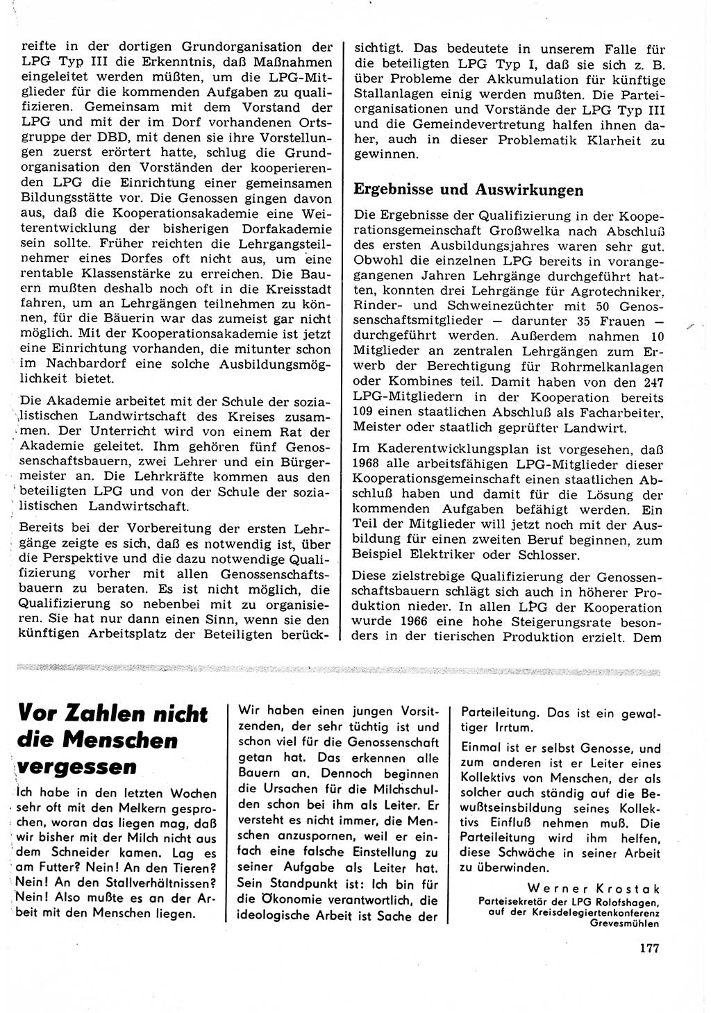Neuer Weg (NW), Organ des Zentralkomitees (ZK) der SED (Sozialistische Einheitspartei Deutschlands) für Fragen des Parteilebens, 22. Jahrgang [Deutsche Demokratische Republik (DDR)] 1967, Seite 177 (NW ZK SED DDR 1967, S. 177)