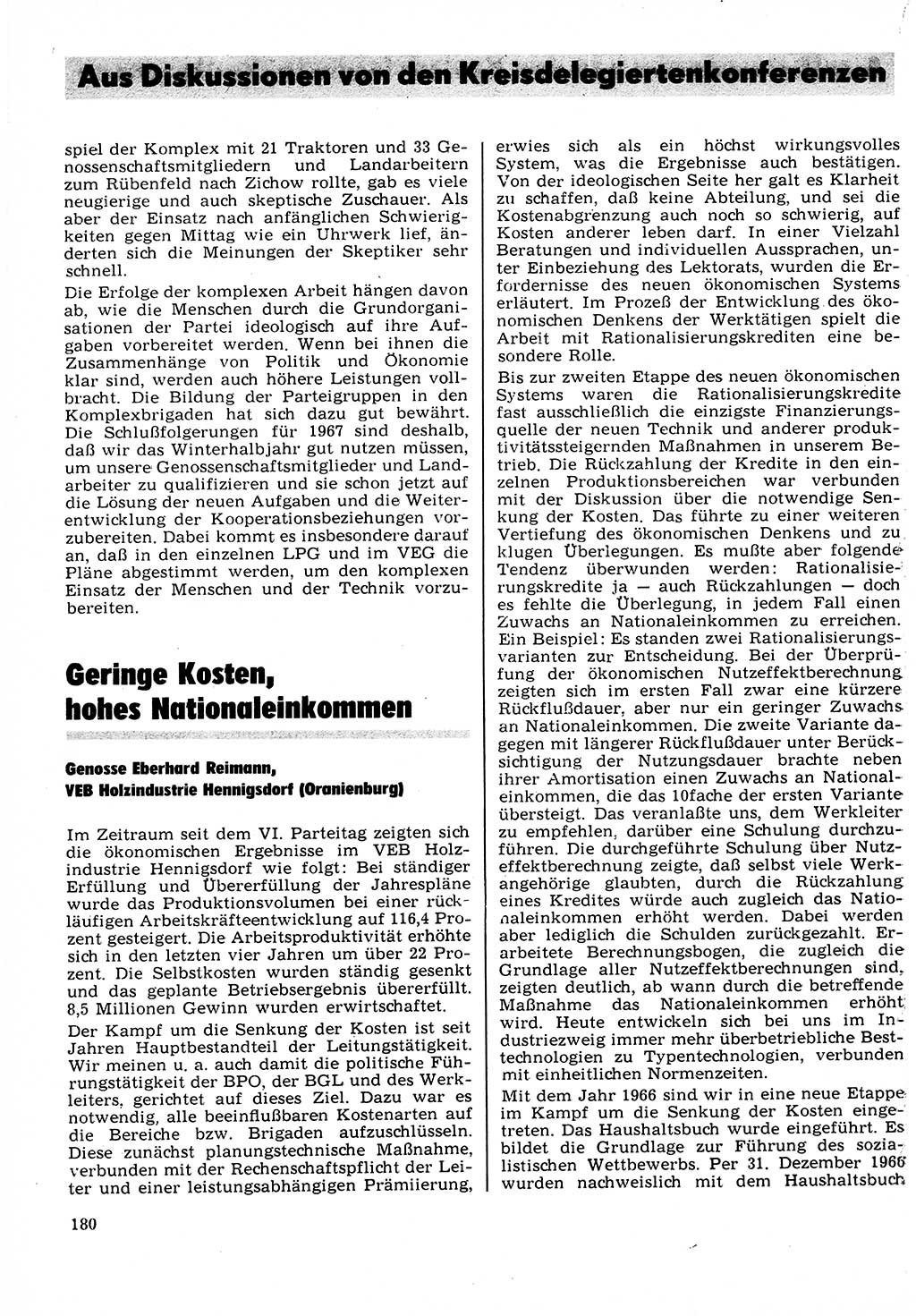 Neuer Weg (NW), Organ des Zentralkomitees (ZK) der SED (Sozialistische Einheitspartei Deutschlands) für Fragen des Parteilebens, 22. Jahrgang [Deutsche Demokratische Republik (DDR)] 1967, Seite 180 (NW ZK SED DDR 1967, S. 180)